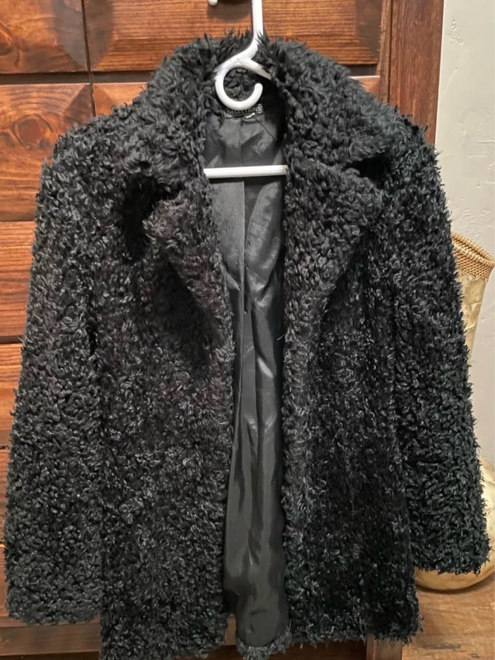 Women’s Black Faux Curly Shearling Coat